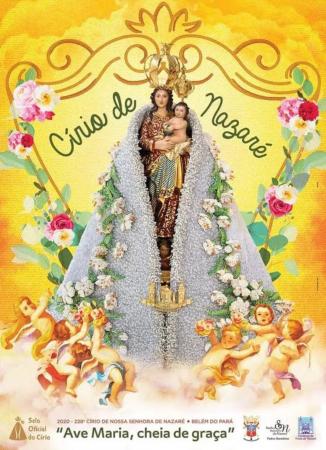 Cartaz do Cirio de Nazaré  é apresentado por transmissão da Basílica Santuário.