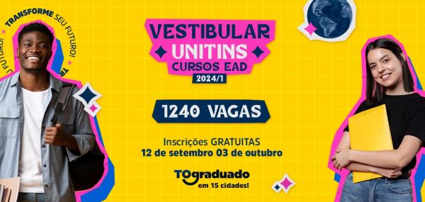 Unitins lança Vestibular com 1.240 vagas para cursos EaD gratuitos