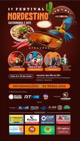 1º Festival Nordestivo - Gastronomia e Arte acontece nos dias 09 e 10 de maio em Palmas.